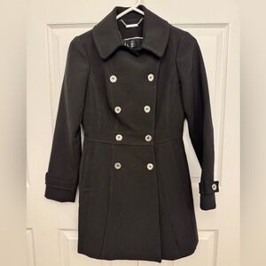 White House Black Market Black Trench Coat | Extra Small